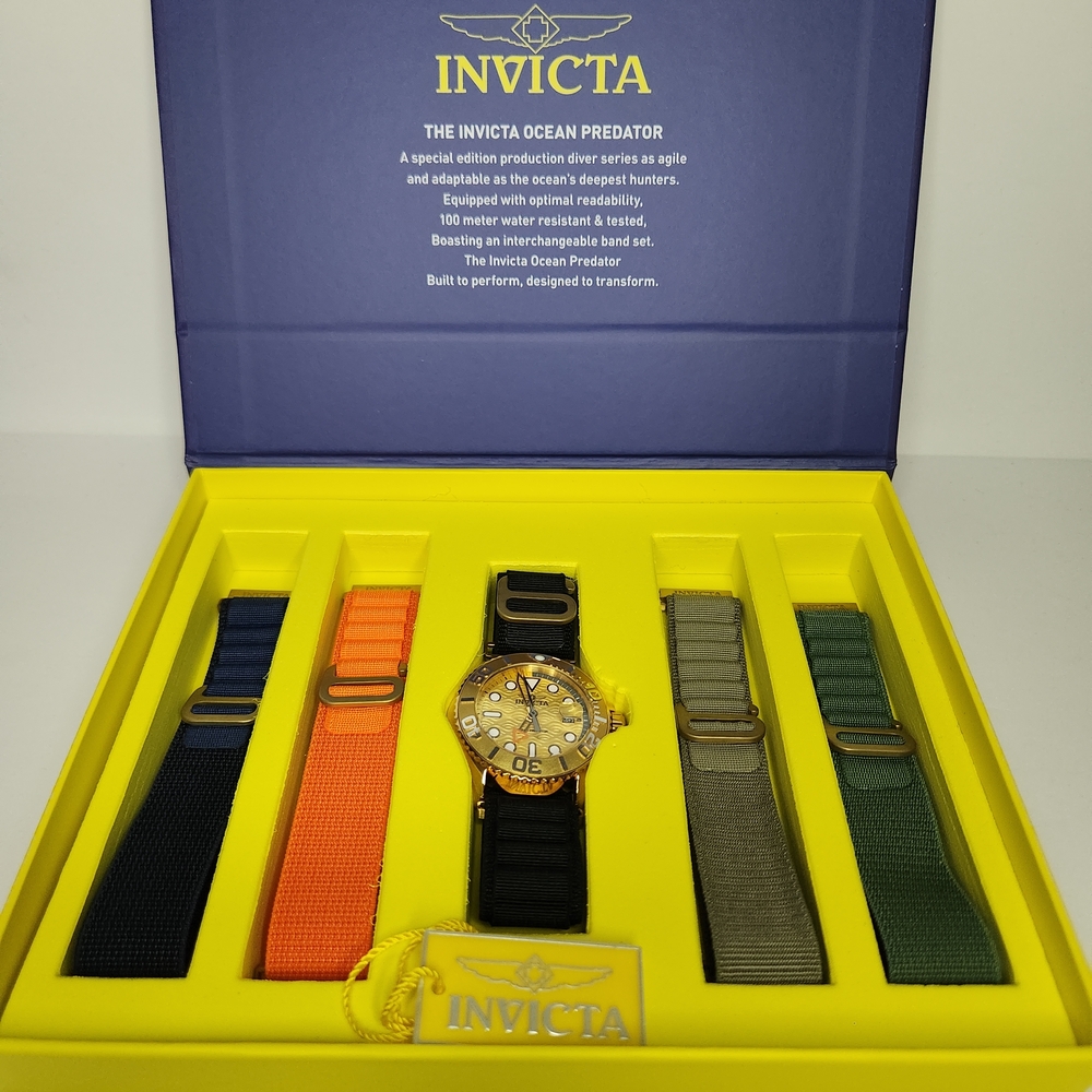 Invicta Ocean Predator Interchangeable Strap Gold Tone Men's Watch - 44mm